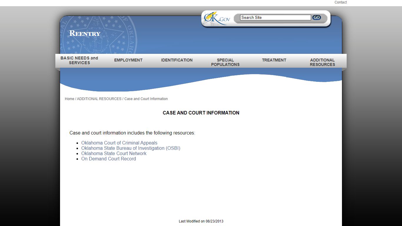 Reentry - Case and Court Information - Oklahoma
